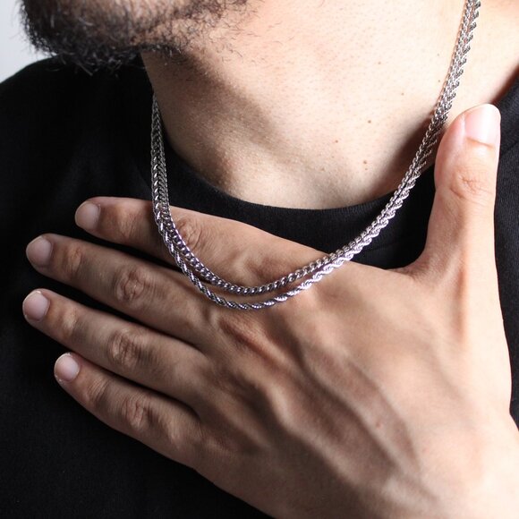 Silver Chain Set - Cuban Link & Rope - Picture 4 of 5